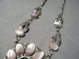 Stunning Vintage Native American Navajo Pink Shell Sterling Silver Necklace Old-Nativo Arts