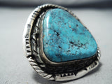 Remarkable Hopi Native American Kingman Turquoise Sterling Silver Ring-Nativo Arts