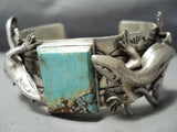 Fantastic Navajo 8 Turquoise Sterling Silver Gekkos Bracelet Native American-Nativo Arts