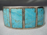 Very Rare Vintage 1981 Native American Navajo #8 Turquoise Sterling Silver Inlay Bracelet-Nativo Arts