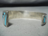 Rare Graduating Vintage Native American Navajo Turquoise Sterling Silver Bracelet Cuff-Nativo Arts