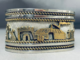 Nelson Native American Navajo Sterling Silver & Gold Storyteller Bracelet-Nativo Arts