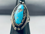 Tremendous Vintage Native American Navajo Kingman Turquoise Sterling Silver Ring-Nativo Arts