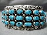 Huge Heavy Thick Vintage Native American Navajo Turquoise Sterling Silver Bracelet Old-Nativo Arts