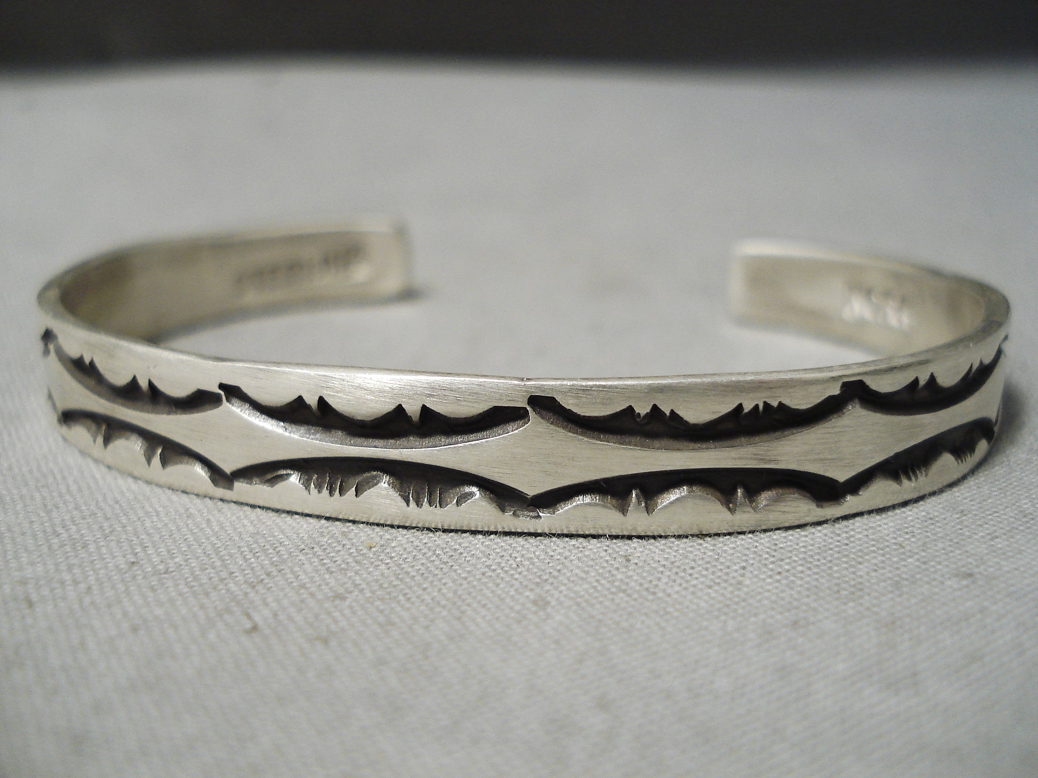 Vintage Navajo Sterling Cuff sold NORA TAHE signed