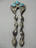 Quality Vintage Native American Navajo Turquoise Sterling Silver Hair Barrette Clip Old-Nativo Arts