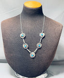 Fascinating Vintage Native American Navajo 5 Sleeping Beauty Turquoise Sterling Silver Necklace-Nativo Arts