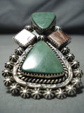 Custom Navajo Native American Turquoise Spiny Oyster Sterling Silver Ring-Nativo Arts