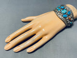 Rare Vintage Native American Navajo Blue Gem Turquoise Sterling Silver Bracelet Old-Nativo Arts