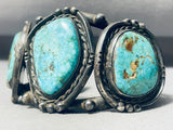 Museum Quality Vintage Native American Navajo Cairoc Lake Turquoise Sterling Silver Bracelet-Nativo Arts