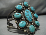 Rare Vintage Navajo Blue Gem Turquoise Sterling Silver Native American Bracelet-Nativo Arts