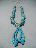 Marvelous Vintage Native American Navajo Turquoise Sterling Silver Necklace Old-Nativo Arts