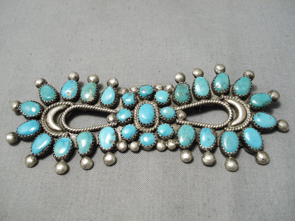 Earlier Vintage Navajo Turquoise Sterling Silver Native American Pin Old-Nativo Arts