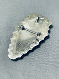 Signed Arrowhead Vintage Native American Navajo Turquoise Sterling Silver Pin-Nativo Arts