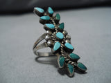 Incredible Vintage Navajo Native American Sterling Silver Green Turquoise Ring-Nativo Arts