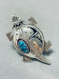 Gasp! Completely Handmade Native American Navajo Turquoise Sterling Silver Toad Ring-Nativo Arts