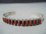 Wonderful Zuni Coral Sterling Silver Bracelet Native American-Nativo Arts