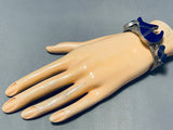 Jonny Peters Vintage Native American Navajo Lapis Brownbear Sterling Silver Bracelet-Nativo Arts