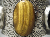 Huge Navajo Tigers Eye Sterling Silver Native American Bracelet Cuff-Nativo Arts