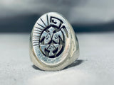 Incredible Cal Peterson Native American Navajo Sterling Silver Turtle Ring Signed-Nativo Arts
