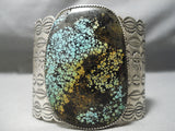 One Of The Most Intense Spiderweb Turquoise Native American Navajo Sterling Silver Bracelet-Nativo Arts