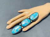 One Of The Heaviest Ever 50 Gram Vintage Native American Navajo Turquoise Sterling Silver Ring-Nativo Arts