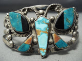 Finest Early Vintage Native American Zuni Turquoise Sterling Silver Butterfly Bracelet-Nativo Arts