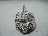Awesome Navajo Sterling Silver Horny Toad Ring Native American-Nativo Arts