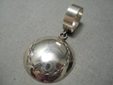 Advanced Technique Hand Tooled Vintage Native American Navajo Sterling Silver Button Pendant-Nativo Arts