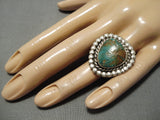 Striking Vintage Native American Navajo Royston Turquoise Sterling Silver Ring Old-Nativo Arts