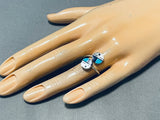 Double Kachina Face Vintage Native American Zuni Turquoise Sterling Silver Inlay Ring-Nativo Arts
