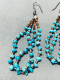Amazing Vintage Native American Navajo Turquoise Heishi Sterling Silver Earrings-Nativo Arts