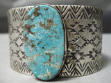 Huge Wide Navajo Blue Turquoise Native American Sterling Silver Bracelet-Nativo Arts