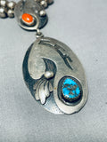 Museum Vintage Native American Navajo Morenci Turquoise Sterling Silver Necklace-Nativo Arts