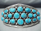 Astonishing Vintage Native American Navajo Old Kingman Turquoise Sterling Silver Bracelet Old-Nativo Arts