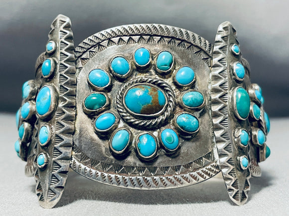 Very Important 1920s/30s Vintage Native American Navajo Turquoise Ingot Silver Bracelet-Nativo Arts