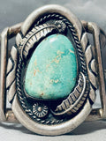 Massive 172 Gram Vintage Native American Navajo Green Turquoise Sterling Silver Bracelet Old-Nativo Arts