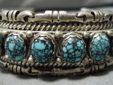 One Finest Vintage Native American Navajo Spiderweb Turquoise Sterling Silver Bracelet Old-Nativo Arts