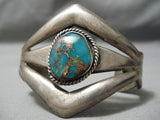 Thick And Sturdy!! Vintage Native American Navajo Turquoise Sterling Silver Bracelet Old-Nativo Arts