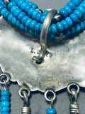 One Of The Most Unique Vintage Native American Navajo Concho Turquoise Sterling Silver Necklace-Nativo Arts