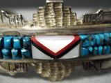 One Of Most Detailed Vintage Native American Navajo Turquoise Sterling Silver Bracelet Old-Nativo Arts