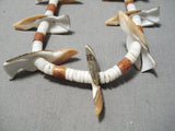 Native American Exceptional Vintage Santo Domingo Bird Fetsh Heishi Necklace Old-Nativo Arts