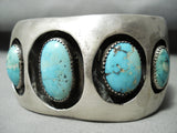 Huge Vintage Native American Navajo Turquoise Shadow Sterling Silver Bracelet Cuff Old-Nativo Arts