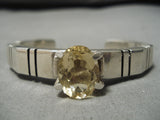 Huge Rare Vintage Native American Navajo Citrine Sterling Silver Bracelet-Nativo Arts