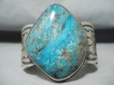Magnificent Native American Navajo Pilot Mountain Turquoise Sterling Silver Bracelet Signed-Nativo Arts