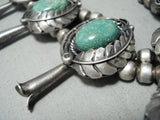 311 Gram Signed Vintage Native American Navajo Turquoise Sterling Silver Squash Blossom Necklace-Nativo Arts