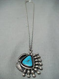 Native American Important Sam Lovato Vintage Santo Domingo Turquoise Sterling Silver Necklace-Nativo Arts