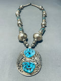 One Of The Best Vintage Native American Navajo Tubule Turquoise Sterling Silver Necklace-Nativo Arts