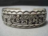 Detailed!! Vintage Native American Navajo Sterling Silver Intricate Bracelet Cuff-Nativo Arts