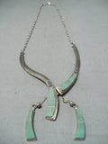 Striking Vintage Native American Navajo Royston Turquoise Sterling Silver Necklace & Earring Set-Nativo Arts